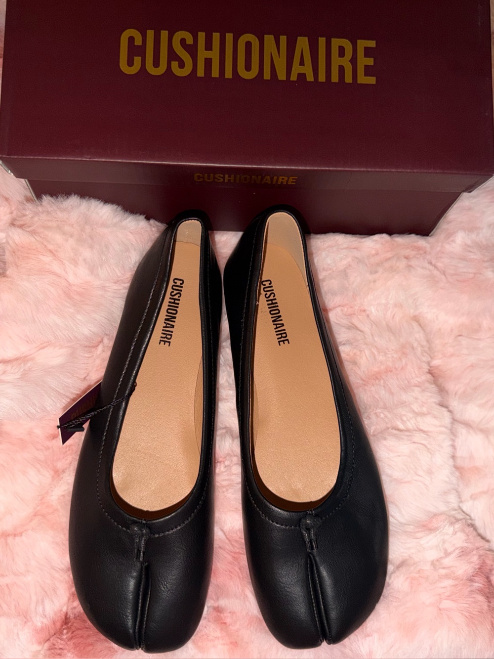 Cushionaire Black Women's Split-Toe Ballet Flats
